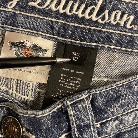 Harley Davidson Jeans Womens 10 Tall Denim Pants Boot Cut Flap Pockets 32”x31” - Picture 4 of 13